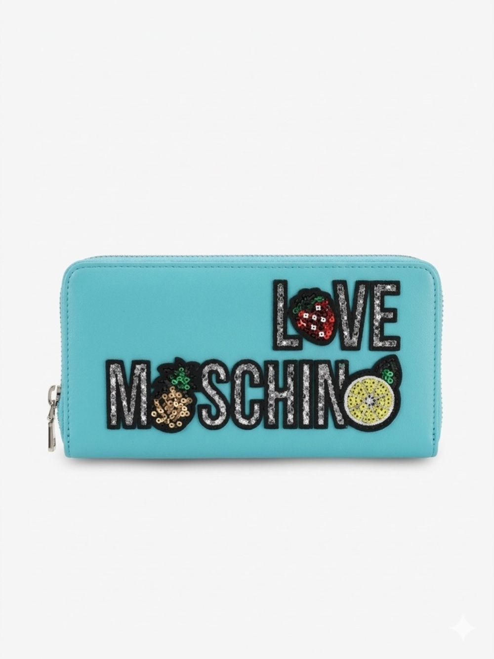 LOVE MOSCHINO Aqua Zip Wallet Interior with Logo